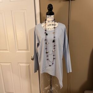 Theory Serah Stretch Cotton Tie Waist Top - Sky Blue L